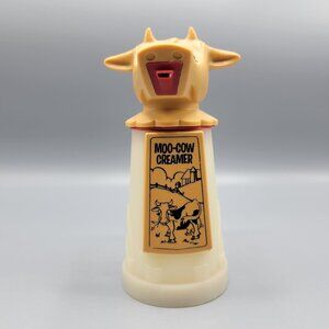 Vintage Whirley Moo-Cow Creamer Dispenser Beige & Brown Plastic Farmhouse Decor